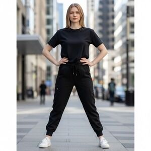 Zavate Studio 3060P Womens Black Petite Small SP Jogger Scrub Pants Cargo Pocket